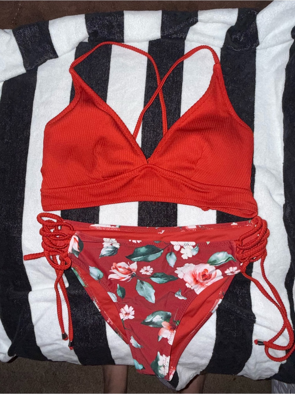 Red Floral Two-Piece Bikini Set